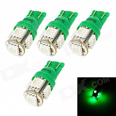 SENCART T10 1.25W 72lm 5-SMD 5050 LED Green Light Car Backup Lamp (12V / 4 PCS)