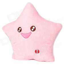 Smiling Star Style Plush + Cotton Colorful Flash Light Cushion - Pink (3 x AA)