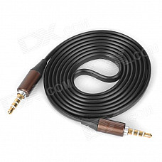 3.5mm TRRS Male to Male Audio Transmission Flat Cable - Black (114cm)