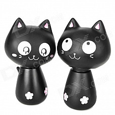 Cute Nodding Head Vinyl Cat Set - Black (2 PCS)