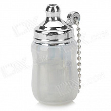 Mini Baby Bottle Style Windproof Butane Gas Lighter - Transparent + Silver