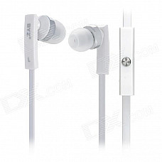 BYZ-S500 Stylish Flat Cable Earphone w/ Microphone - White + Silver (3.5MM Plug)