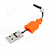 USB 2.0 Micro SD / TF Card Reader w/ 3.5mm Earphone Dust Proof Plug - Orange