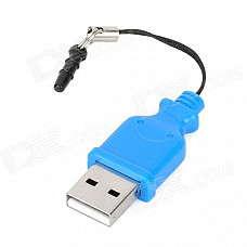 USB 2.0 Micro SD / TF Card Reader w/ 3.5mm Earphone Dust Proof Plug - Blue