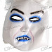 Halloween Scary Devil Mask with Long White Hair (White)