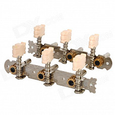 William Tri-Heads Folk Guitar String Tuning Pegs Tuners - Silver + Beige (2 PCS)