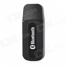 Bluetooth V2.0+EDR USB Drive Audio Receiver w/ 3.5mm Audio Male to Male Cable - Black