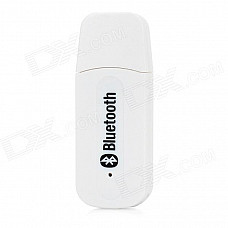 Bluetooth V2.0+EDR USB Drive Audio Receiver w/ 3.5mm Audio Male to Male Cable - White