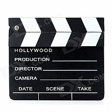 Wooden Hollywood Directors Movie Action Scene Clapper Board - Black + White