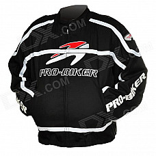 Pro-biker JK-05 Professional Polyester Motorcycle Riding Race Jacket - Black + White (Size L)