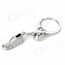 Stylish Zinc Alloy Soccer Shoe + Football Keychain - Silver