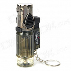 Windproof Adjustable 3-Flame Butane Jet Lighter with Keychain - Black