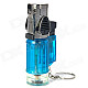 Windproof Adjustable 3-Flame Butane Jet Lighter with Keychain - Blue