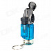 Windproof Adjustable 3-Flame Butane Jet Lighter with Keychain - Blue