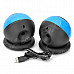 Stylish Ball Shaped USB 2.0 Speaker MP3 Player - Blue + Black