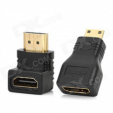 HDMI Female to HDMI Male Adapter + HDMI Female to Mini HDMI Male Adapter Set - Black (2 PCS)