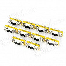 Aluminum Alloy VGA Female to VGA Female Adapters - Silver + Yellow (10 PCS)