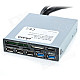 Akasa Multifunction Panel 3-Port USB 2.0 + 2-Port USB 3.0 Hub + ESATA + Card Reader Combo - Grey