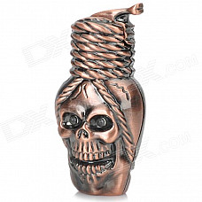 Stylish Zinc Alloy Skull Pattern Gas Lighter w / 2-LED Blue Lights - Bronze (3 x LR621)