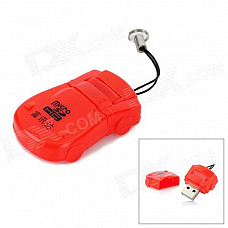 Mini Car Shape USB 2.0 Micro SD/TF Card Reader - Red