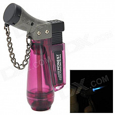 HONEST Windproof Plastic Butane Jet Torch Lighter - Transparent Purple Red + Grey