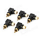 5-5 Right Angle RCA Female to Male Converter Adapters Set - Black + Golden (5 PCS)