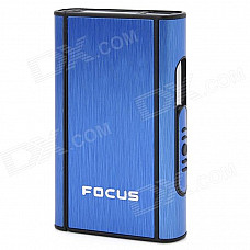 FOCUS JUNLANG Aluminum Alloy + Plastic Automatic Cigarette Case -Blue + Black