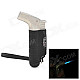 QH Windproof Zinc Alloy Butane Jet Torch Lighter w/ Strap - Black