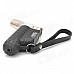 QH Windproof Zinc Alloy Butane Jet Torch Lighter w/ Strap - Black