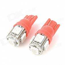 T10 1.5W 115lm 5-SMD 5050 LED Red Light Motorcycle Instrument Lamp - Red + White (12V / 2 PCS)
