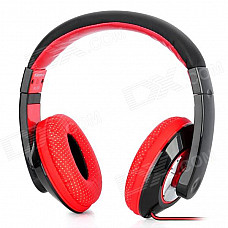 Kanen MC780 Stylish Headphones w/ External Microphone - Black + Red (3.5mm Plug / 112cm)