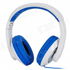 Kanen MC780 Stylish Headphones w/ External Microphone - White + Blue