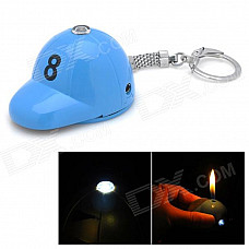 Golf Cap Style ABS Butane Lighter w/ LED Flashlight / Keychain - Blue (3 x LR41)