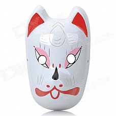 Cute Wolf Face Shaped Plastic Full Mask w/ Strap - Red + White + More