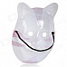 Cute Cat Face Shaped Plastic Full Mask w/ Strap - Red + White