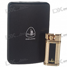 Chromed Stylish Glossy Butane Lighter with Protective Hard Case (OB009)