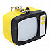 Retro TV Style Keychain w/ TV Static Noise Sound & LED Light Effects - Black + Yellow (3 x AG10)