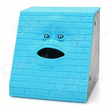 Funny Face Style Money Swallowing Coin Bank - Blue (2 x AA)