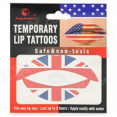 YG-1 Fashionable the Union Jack Pattern Temporary Lip Tattoos Stickers - Red + Blue + White