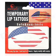 MG-1 Fashionable American Flag Pattern Temporary Lip Tattoos Stickers - Red + Blue + White