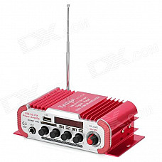 HY-600 1.8" LCD 30W Hi-Fi Amplifier MP3 Player w/ SD / USB for Car / Motorcycle - Red + Silver