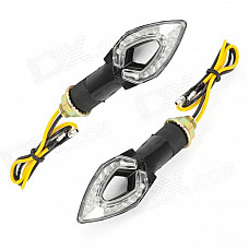 HG-SJ-014 Waterproof 1W 50lm 20-LED Yellow Light Motorcycle Steering Lamps - Black (DC 12V / 2 PCS)