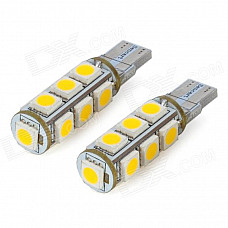 SENCART T10 2.6W 3500K 182lm 13-SMD 5050 LED Warm White Light Decoration Lamps (DC 12V / 2 PCS)