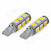 SENCART T10 2.6W 3500K 182lm 13-SMD 5050 LED Warm White Light Decoration Lamps (DC 12V / 2 PCS)