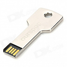 OURSPOP Key Style Stainless Steel Hot Swapping USB 2.0 Flash Drive - Silver (8GB)