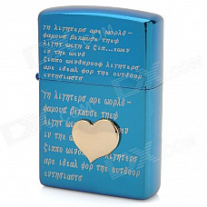 EARTH Love Letter Style Zinc Alloy Fuel Lighter - Blue