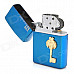 Key Of My Heart Pattern Windproof Zinc Alloy Kerosene Oil Lighter - Blue