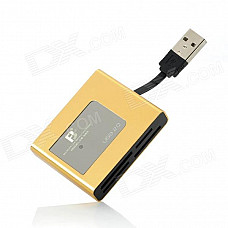 FB FB-660 USB 2.0 CF / SD / MS / M2 / XD / TF / Mini SD Card Reader - Golden