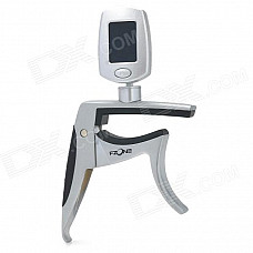 FZONE FCT-80 Universal 1.1'' LCD Aluminum Tuner / Capo - Silver (1 x CR2032)