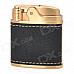 HONEST 2-in-1 Genuine Leather Zinc Alloy Butane Jet Lighter / Ashtray Set - Golden + Black